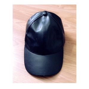 Black leather cap
